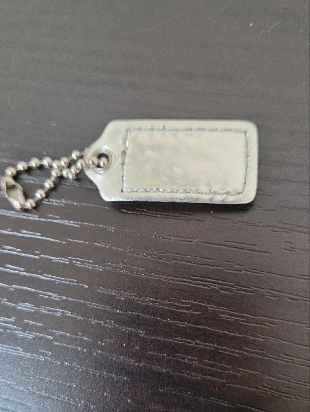 Coach Silver Leather Small Hang Tag